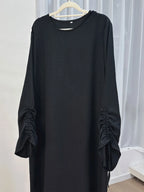 Modest Maxi Abaya Dress for Women – Loose Fit Long Sleeve Lace-Up Cuff Islamic Prayer Kaftan (Autumn/Winter)