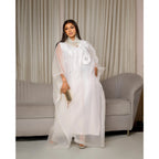 Elariah White Embroidered African Abaya Dress – Elegant Modest Maxi Kaftan for Women (Plus Size, Party & Church Wear)