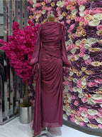 Robe maxi caftan soyeuse et modeste Elariah pour femmes – Abaya musulmane à manches longues, Jalabiya, tenue décontractée et de soirée