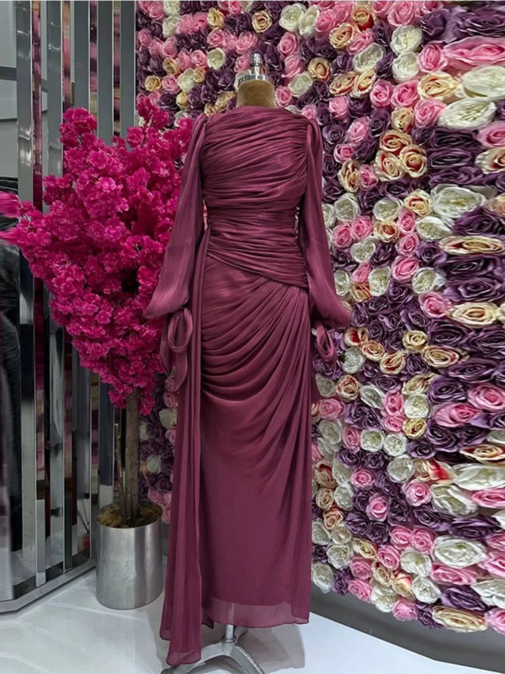 Robe maxi caftan soyeuse et modeste Elariah pour femmes – Abaya musulmane à manches longues, Jalabiya, tenue décontractée et de soirée