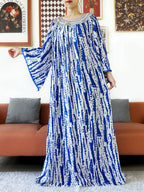 Embroidered Cotton Abaya Dress – Loose Boho Maxi Kaftan with Tassel Detail (One Size, 6 Colours)