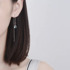 Elegant Teardrop Moonstone Threader Earrings – Long Chain Dangle Style for Women