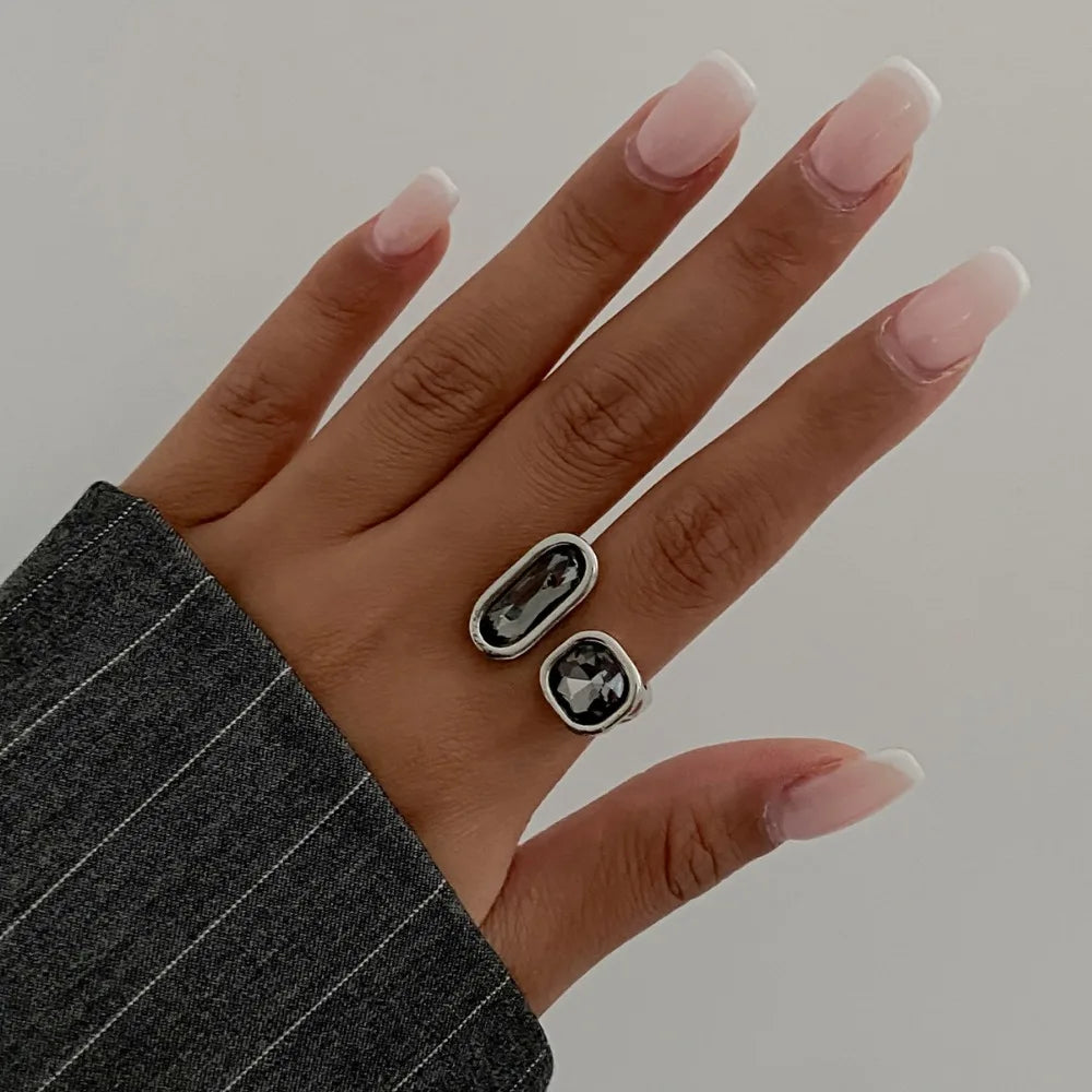 Minimalist Rhinestone Open Ring for Women – Adjustable Gold Plated Geometric Fashion Ring