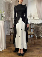 Elariah Embroidered Satin Modest Kaftan Dress – Elegant Muslim Abaya for Eid, Ramadan, Evening Party & Special Occasions