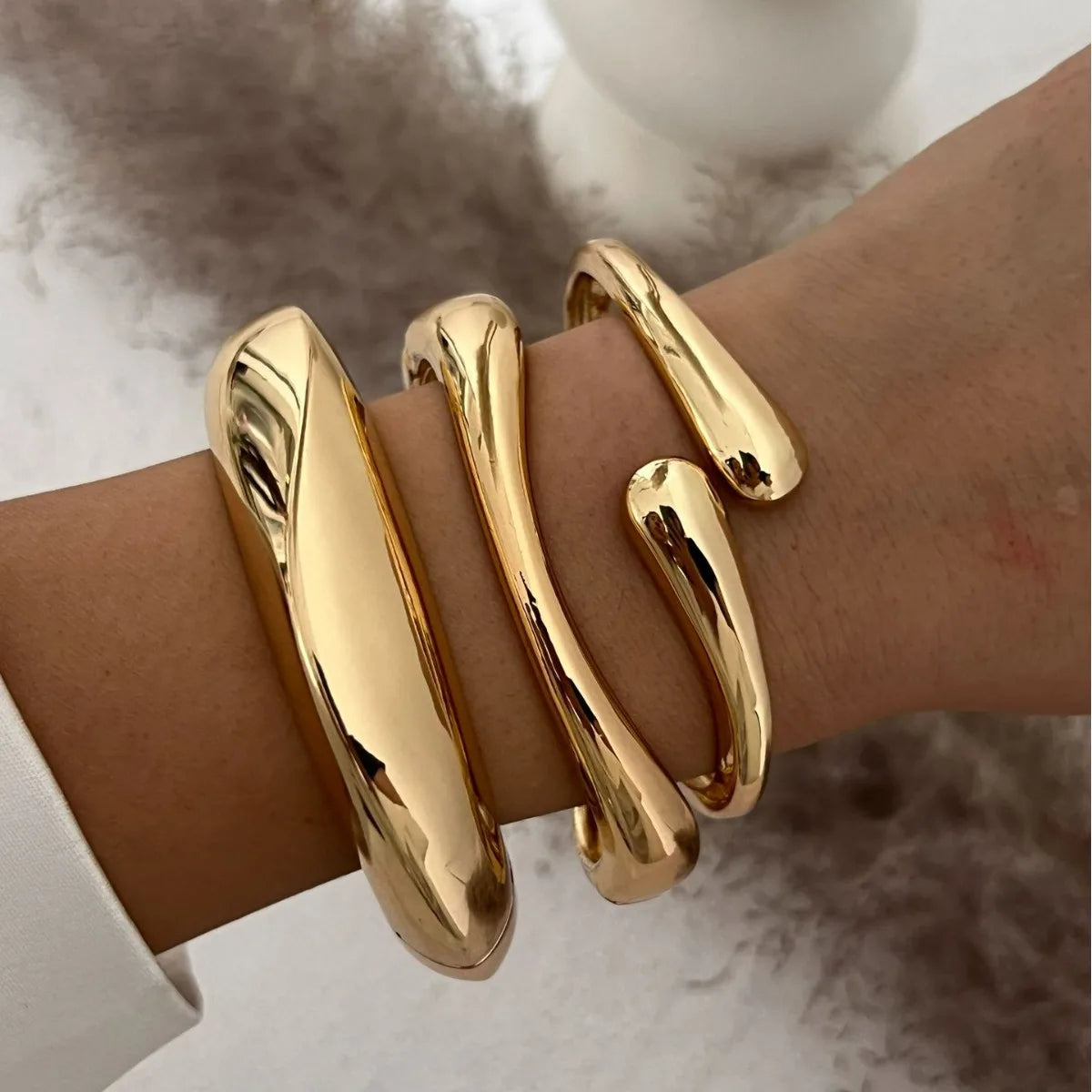 Vintage Punk Geometric Cuff Bangles – Gold & Silver Metal Bracelets for Women & Men