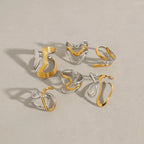 Minimalist Two-Tone Irregular Ring – 18K Gold Plated Stainless Steel Women’s Stackable Jewelry