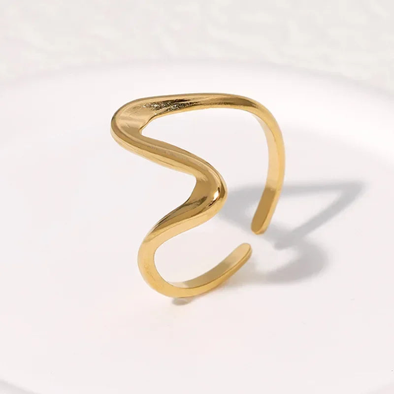 Elariah 14K Gold Plated Stainless Steel Geometric Cocktail Ring – Bold Statement Party Ring for Women