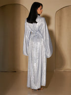 Elariah Luxury Satin Abaya Dress for Women – Modest Islamic Kaftan with Waist Sash, Long Sleeve Maxi Dress