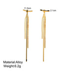 Gold Bling Tassel Statement Earrings – Elegant Long Drop Design for Women