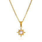 Sunflower Pendant Geometric Necklace – Stainless Steel Clavicle Chain for Women