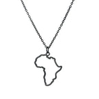 Collier pendentif tendance carte d'Afrique pour femme – Collier géométrique en acier inoxydable, coloris or, or rose ou acier.