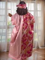 Luxury African Dashiki Maxi Dress for Women – Floral Embroidery Batwing Sleeve Loose Fit Kaftan Gown