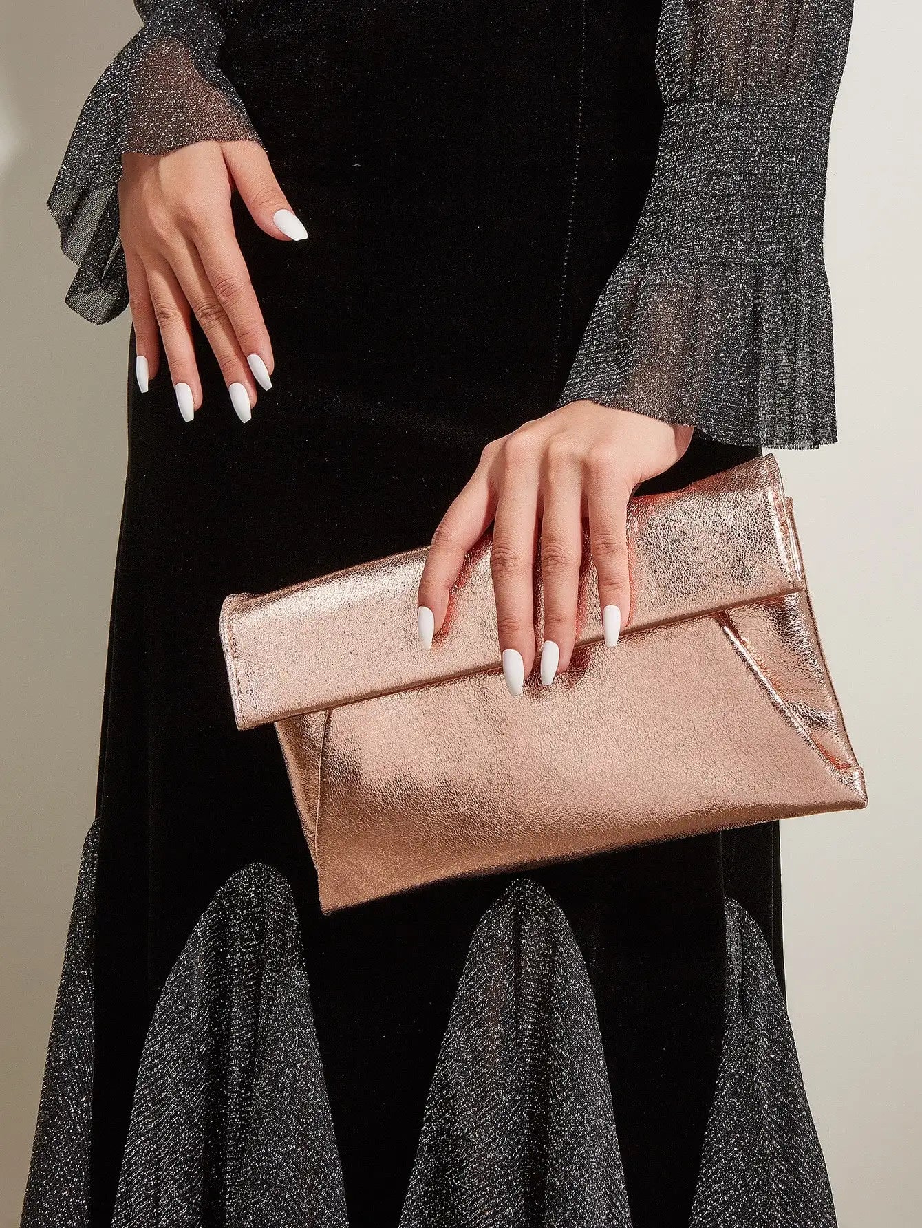 Elariah Women's Sparkle Envelope Clutch Bag – PU Leather Evening Handbag with Shoulder Chain for Weddings, Parties & Special Occasions