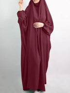 Elariah Women's Hooded Prayer Abaya with Long Khimar Hijab | Modest Islamic Prayer Garment | Loose Fit Nida Fabric