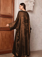 Luxury Satin Batwing Abaya Kimono – Shiny Open Front Maxi Kaftan for Ramadan, Eid & Evening Wear