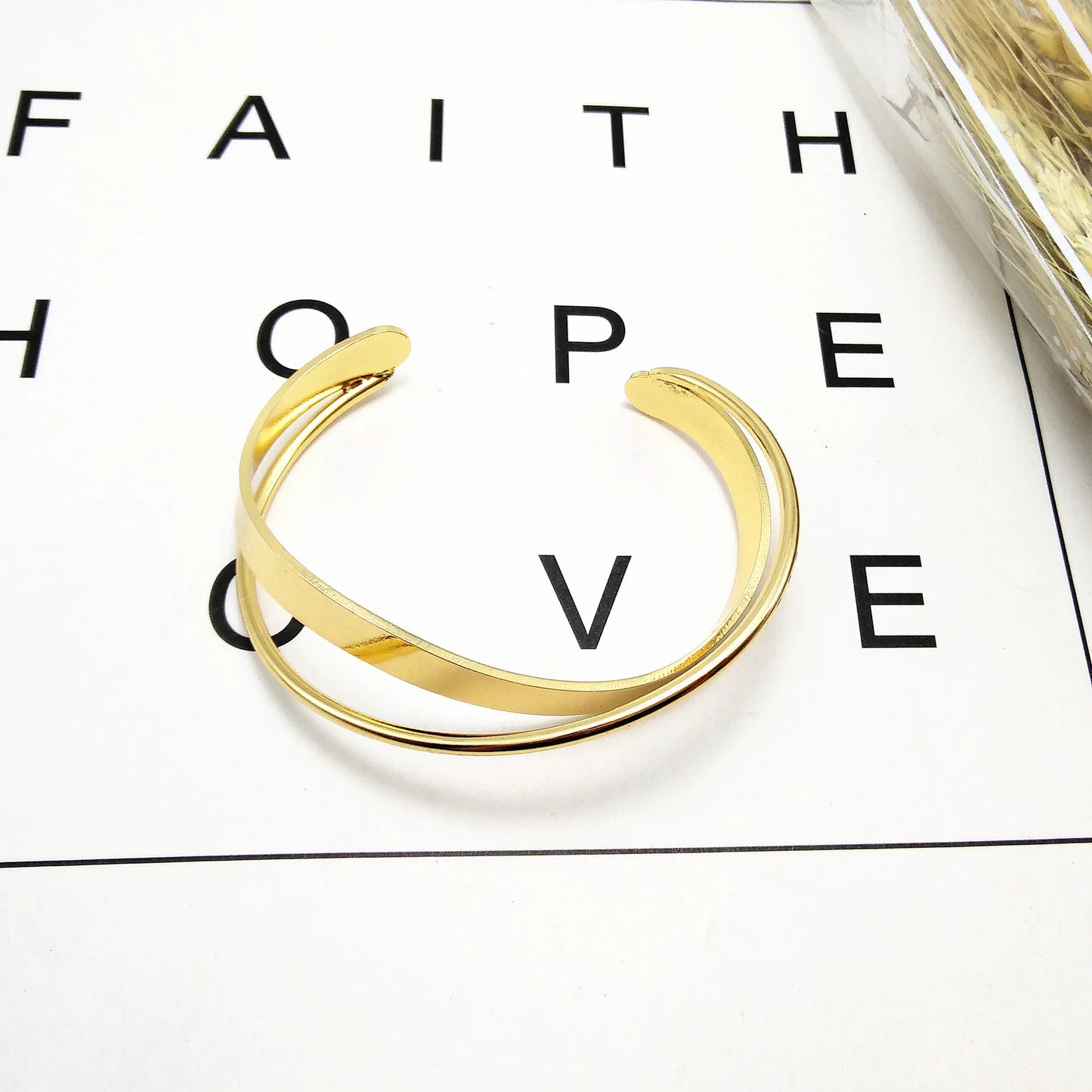 Gold Plated Mobius Stainless Steel Bracelet – Adjustable Women’s Luxury Bangle