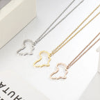 Collier pendentif tendance carte d'Afrique pour femme – Collier géométrique en acier inoxydable, coloris or, or rose ou acier.