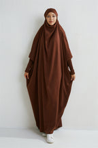 Elariah Hooded Modest Abaya Dress – Loose Fit One-Piece Jilbab with Smocked Sleeves (Black)