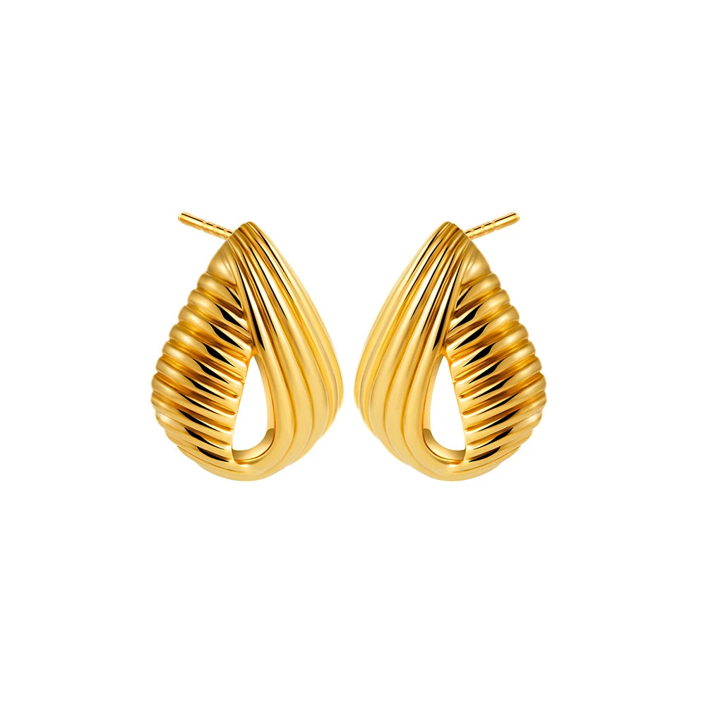 18K Gold Plated Stainless Steel Multilayer Circle Knot Drop Earrings for Women – Textured Statement Round Earrings