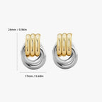 18K Gold Plated Stainless Steel Multilayer Circle Knot Drop Earrings for Women – Textured Statement Round Earrings