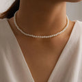 Classic Imitation Pearl Beaded Choker Necklace for Women – Elegant Bridal & Wedding Pearl Collar Necklace