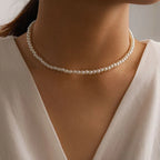 Classic Imitation Pearl Beaded Choker Necklace for Women – Elegant Bridal & Wedding Pearl Collar Necklace