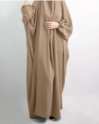 Elariah Women's Hooded Prayer Abaya with Long Khimar Hijab | Modest Islamic Prayer Garment | Loose Fit Nida Fabric