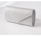 Elariah Shimmer Envelope Clutch Bag – Silver Glitter Evening Handbag with Chain Strap for Weddings & Party Wear