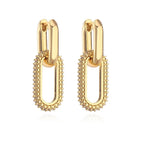 Retro Double Loop Hoop Earrings – Gold & Silver Geometric Drop Design