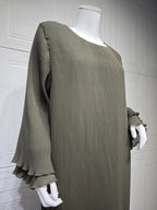 Elegant Pleated Kaftan Abaya Dress for Women – Flare Sleeve Jalabiya | Modest Eid & Occasion Wear