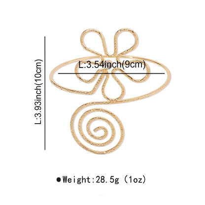 Punk-Inspired Adjustable Leaf & Flower Arm Cuff Bracelet – Bold Metal Upper Arm Bangle for Women