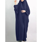 Elariah Women's Hooded Prayer Abaya with Long Khimar Hijab | Modest Islamic Prayer Garment | Loose Fit Nida Fabric