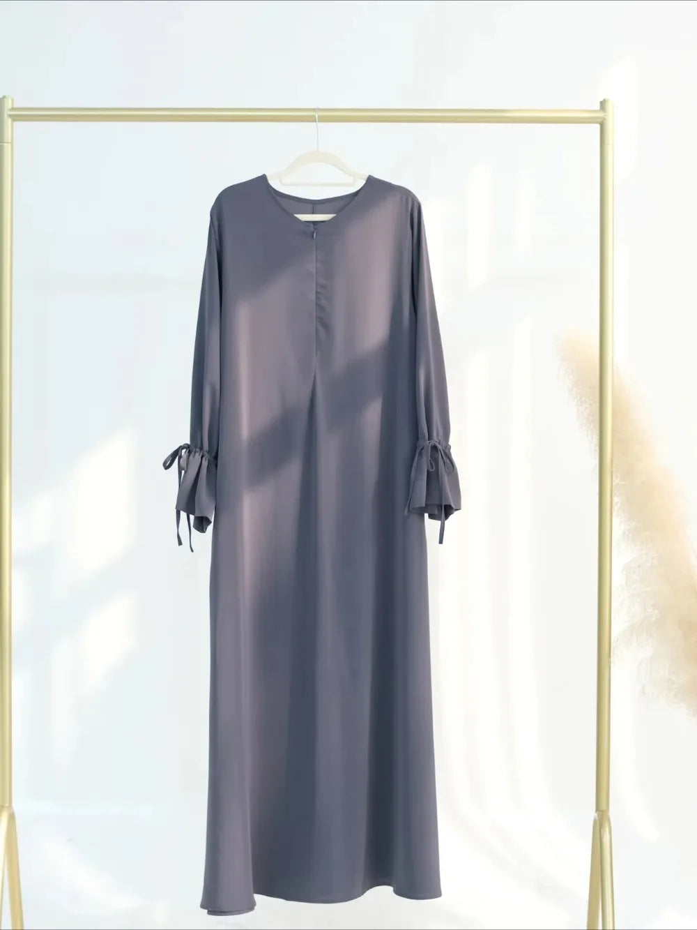 Elariah Women's Modest Maxi Kaftan Dress with Bow Detail & Pockets | Long Sleeve Islamic Abaya for Ramadan, Eid & Everyday Wear