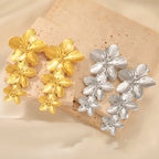 Boucles d'oreilles à tige Unift vintage en forme de fleur pour femme – Bijou bohème tendance en acier inoxydable plaqué or 14 carats