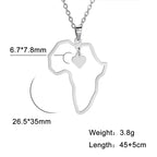 Collier pendentif tendance carte d'Afrique pour femme – Collier géométrique en acier inoxydable, coloris or, or rose ou acier.