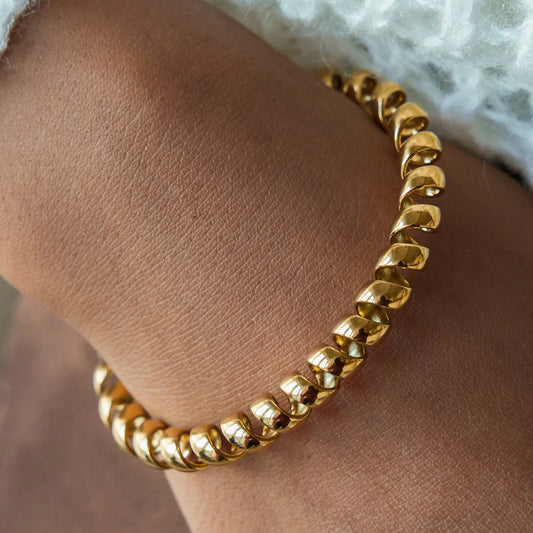 Minimalist Wire Chain Cuff Bracelet – 18K Gold Plated Stainless Steel Open Bangle for Women