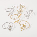 Punk-Inspired Adjustable Leaf & Flower Arm Cuff Bracelet – Bold Metal Upper Arm Bangle for Women