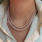 Rose Purple Simulated Pearl Beaded Necklace – Elegant Gold Plated Clavicle Chain for Women