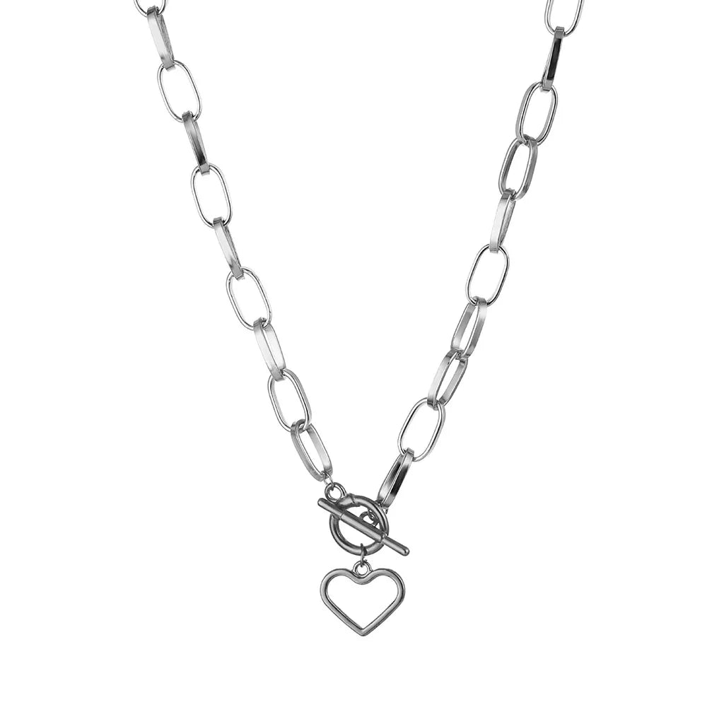 Stainless Steel Thick Chain Necklace – Unisex Punk Choker Jewelry for Women & Men