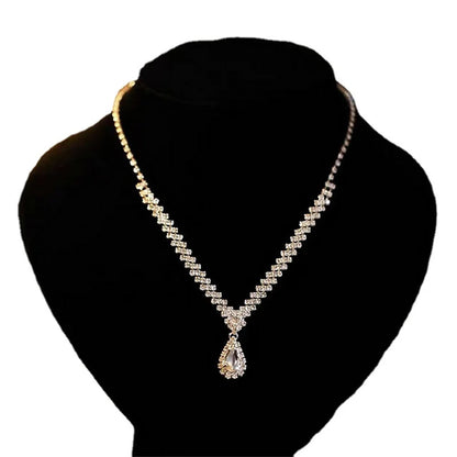 Luxurious Crystal Water Drop Necklace & Earrings Set – Elegant Bridal & Party Jewelry