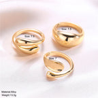3-Piece Gold Plated Geometric Open Ring Set – Chunky, Irregular & Trendy Statement Rings for Women