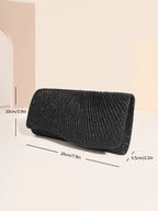 Elariah Shimmer Envelope Clutch Bag – Silver Glitter Evening Handbag with Chain Strap for Weddings & Party Wear