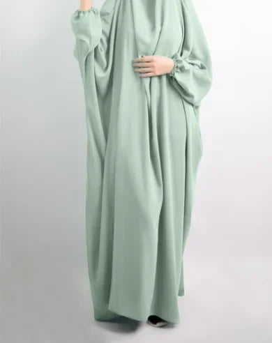 Elariah Women's Hooded Prayer Abaya with Long Khimar Hijab | Modest Islamic Prayer Garment | Loose Fit Nida Fabric