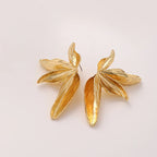 Large Textured Metal Flower Stud Earrings – Bold Statement Jewelry for Women