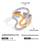 Minimalist Two-Tone Irregular Ring – 18K Gold Plated Stainless Steel Women’s Stackable Jewelry