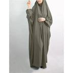 Elariah Women's Hooded Prayer Abaya with Long Khimar Hijab | Modest Islamic Prayer Garment | Loose Fit Nida Fabric