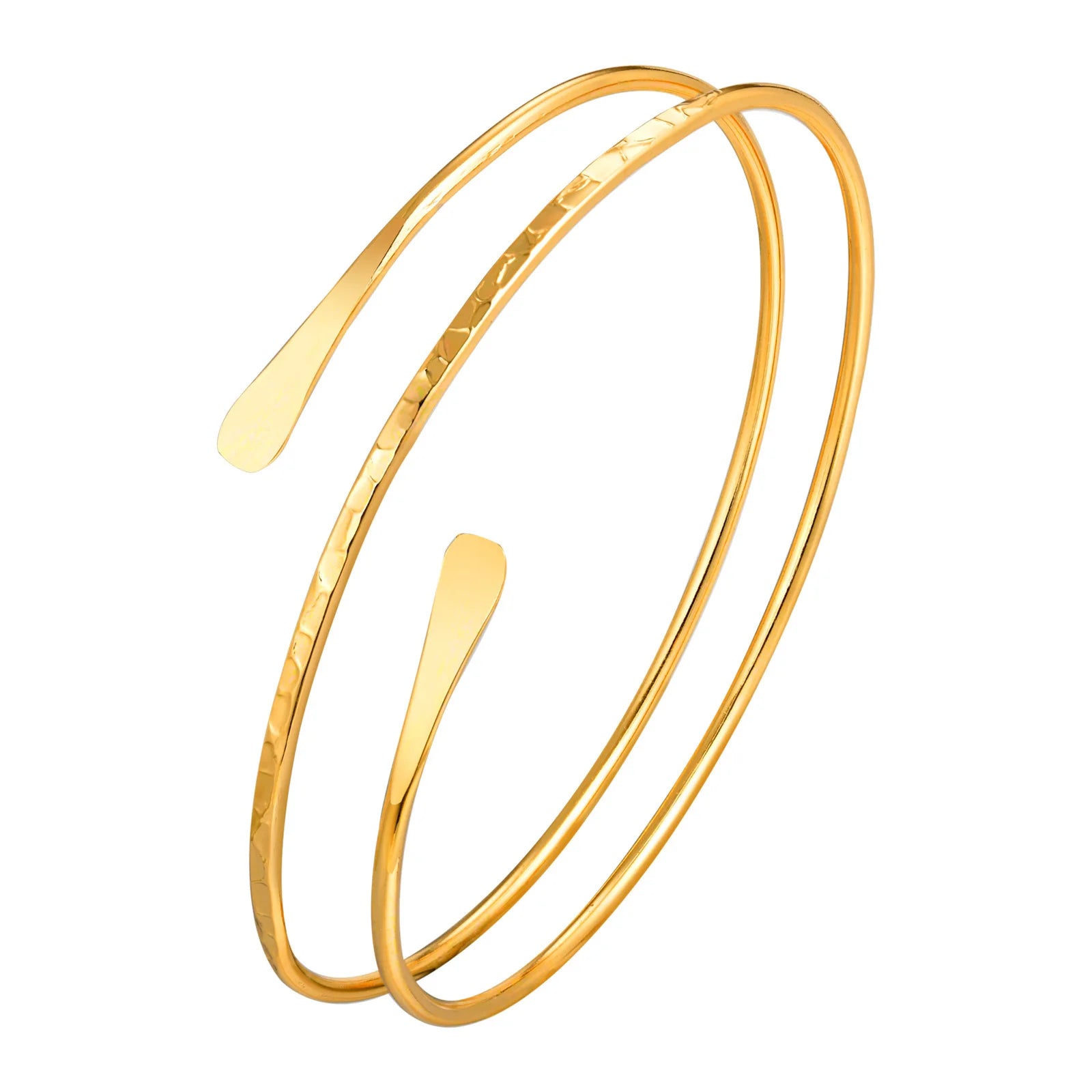 Minimalist Gold Plated Upper Arm Cuff Bracelet – Trendy Statement Armband Jewelry for Women