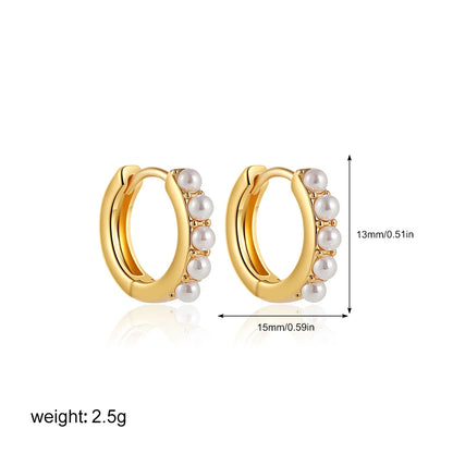 2-Pair Set Vintage Pearl Dangle Hoop Earrings – 18K Gold Plated Stainless Steel Hoops for Women