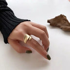 3-Piece Gold Plated Geometric Open Ring Set – Chunky, Irregular & Trendy Statement Rings for Women