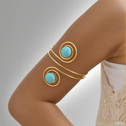 Minimalist Gold Plated Upper Arm Cuff Bracelet – Trendy Statement Armband Jewelry for Women